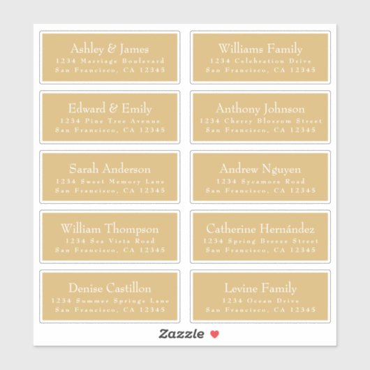 Chic Gold Yellow Wedding Guest Adresetiketten Sticker (Vel)