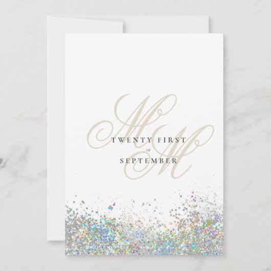 Chic Gold zilver glitter monogram initiaal bruilof Kaart (Achterkant)