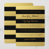 CHIC GOLD | ZWARTE STRIPEN WEDDING INVITATION KAART (Voorkant / Achterkant)