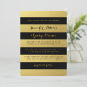CHIC GOLD | ZWARTE STRIPEN WEDDING INVITATION KAART (Staand voorkant)