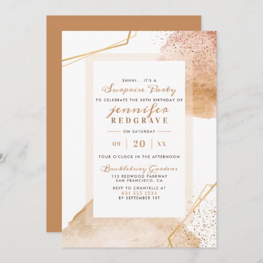 Chic Golden Abstracte Stippen Unique Surprise Part Kaart (Voorkant / Achterkant)