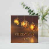 Chic Golden Baubles - Uitnodiging voor kerstfeest (Staand voorkant)