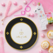 Chic Golden Black & White Wedding Papieren Bordje (Feest)