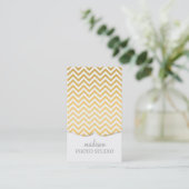 Chic Golden Chevron ZigZag Pattern | *Fake* Gold Visitekaartje (Staand voorkant)