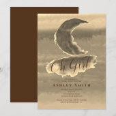 Chic Golden Crescsent Baby Girl Shower Kaart (Voorkant / Achterkant)