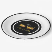Chic Golden Crowns op Black & White Wedding Papieren Bordje (Gekanteld)