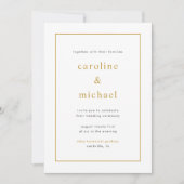 Chic Golden Ditzy Floral Wedding Invitation Kaart (Voorkant)