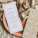 Chic Golden Ditzy Floral Wedding Menu<br><div class="desc">Een delicaat gouden kleurenschema creëer een chic romantisch gevoel voor deze vintage en ontmoet moderne trouwmenu's. De voorkant is uitgerust met moderne typografie in een gekantelde lay-out,  terwijl de achterkant poppen met distante bloemen. Pas aan uw eigen gebeurtenis en paar met de coördinerende bundels aan.</div>