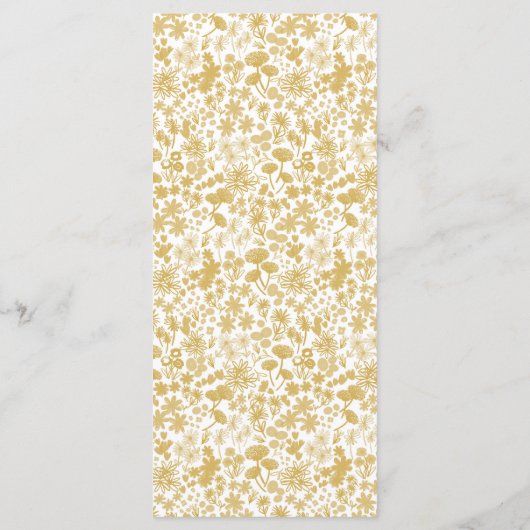 Chic Golden Ditzy Floral Wedding Menu (Achterkant)