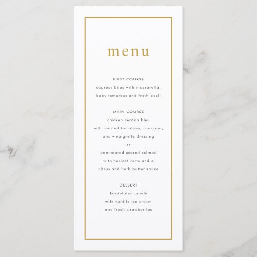 Chic Golden Ditzy Floral Wedding Menu (Voorkant)