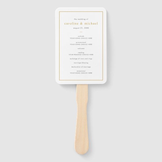 Chic Golden Ditzy Floral Wedding Programme Handwaaier (Voorkant)