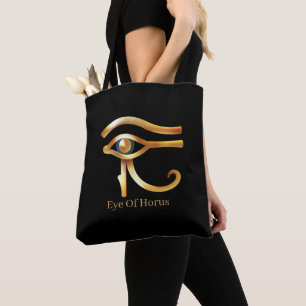 Chic Golden Eye of Horus , Egyptische hiërogliefen Tote Bag