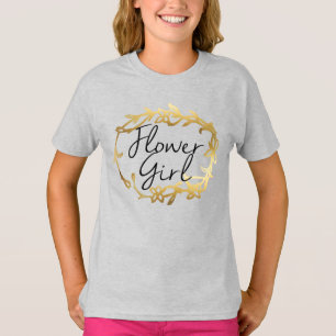 Chic Golden Floral Bloemenmeisje T-shirt