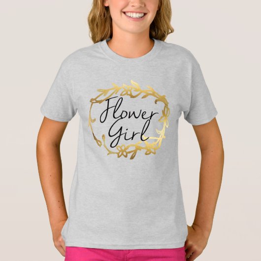 Chic Golden Floral Bloemenmeisje T-shirt (Voorkant)