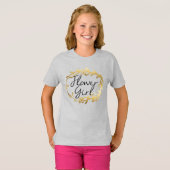 Chic Golden Floral Bloemenmeisje T-shirt (Voorkant volledig)