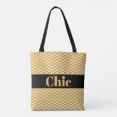 Chic Golden Geometric Pattern & Black belt Tote Bag (Achterkant)