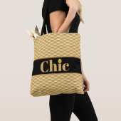 Chic Golden Geometric Pattern & Black belt Tote Bag (Dichtbij)