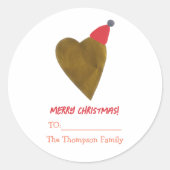 Chic Golden Heart met Christmas Pet Gift Wit Ronde Sticker (Voorkant)