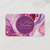 Chic Golden Logo Sparkly & Paarse Agaat Glitter Visitekaartje (Voorkant)