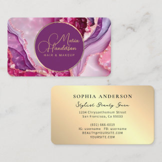 Chic Golden Logo Sparkly & Paarse Agaat Glitter Visitekaartje
