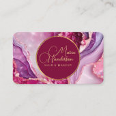 Chic Golden Logo Sparkly & Paarse Agaat Glitter Visitekaartje (Voorkant)