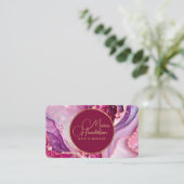 Chic Golden Logo Sparkly & Paarse Agaat Glitter Visitekaartje (Staand voorkant)