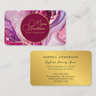 Chic Golden Logo Sparkly & Paarse Agaat Glitter Visitekaartje