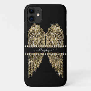 Chic Golden n Diamond Jewel Angel Wings Bling Case-Mate iPhone Case