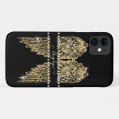 Chic Golden n Diamond Jewel Angel Wings Bling Case-Mate iPhone Case (Achterkant (horizontaal))