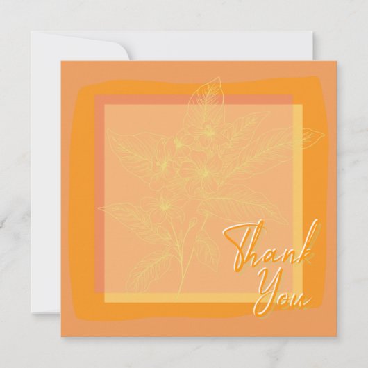 Chic Golden Oranje Floral OrangeText Bedankkaart (Voorkant)