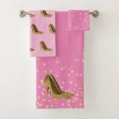 Chic Golden Stilettos Pink Bad Handdoek (Insitu)