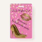 Chic Golden Stilettos Roze vrijgezellenfeest Badge (Voorkant)