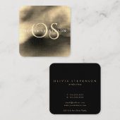 Chic Golden Waterverf Abstract Monogrammed Vierkante Visitekaartje (Voorkant / Achterkant)
