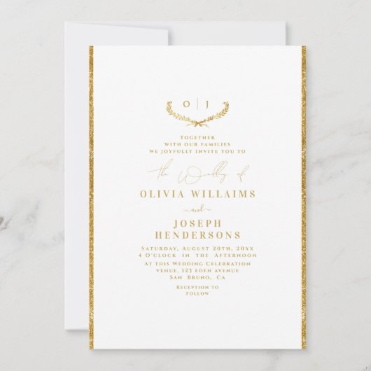 CHIC GOLDEN WEDDING GOLD FOIL LUXE INVITATIE KAART (Voorkant)