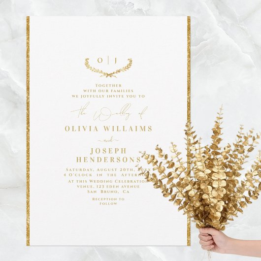 CHIC GOLDEN WEDDING GOLD FOIL LUXE INVITATIE KAART
