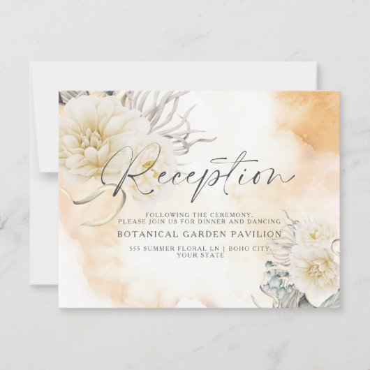 Chic Goldenrod Floral Waterverf Reception (Voorkant)