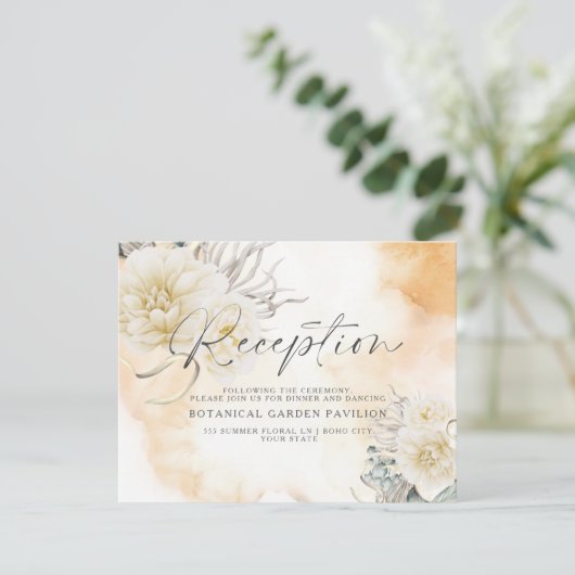 Chic Goldenrod Floral Waterverf Reception (Staand voorkant)