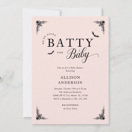 Chic Gothic Baby shower uitnodiging (Voorkant)