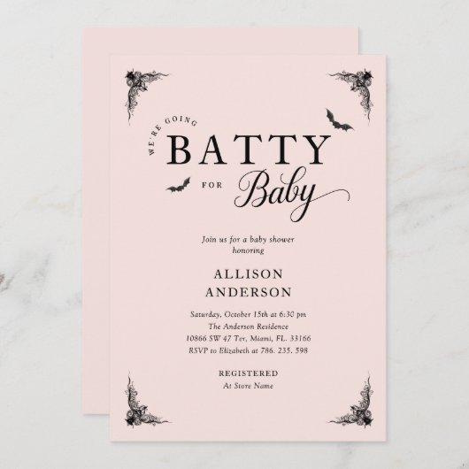 Chic Gothic Baby shower uitnodiging (Voorkant / Achterkant)