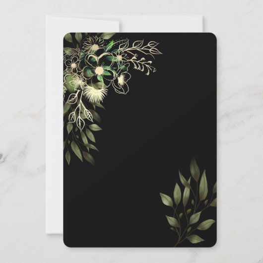 Chic Gothic Gold en Black Wedding Uitnodiging (Achterkant)