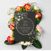 Chic Gothic Gold en Black Wedding Uitnodiging