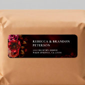Chic gothic rood moody rood zwart bloemen bruiloft etiket