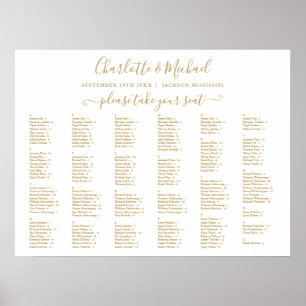Chic Goud 200 Namen Trouwzaal Stoelenkaart Poster