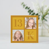 Chic Goud 2 Foto Collage Aangepaste Verjaardagsfee Kaart (Staand voorkant)