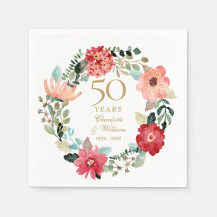 Chic Goud 50ste Huwelijksjubileum Bloemenslinger Servet