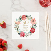 Chic Goud 50ste Huwelijksjubileum Bloemenslingers Servet (Insitu)