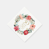 Chic Goud 50ste Huwelijksjubileum Bloemenslingers Servet (Hoek)