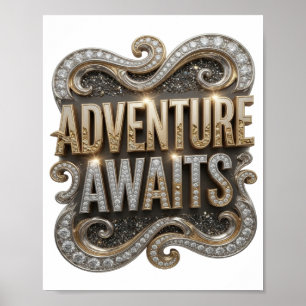 Chic Goud AVONTUUR WACHT Grafisch ontwerp Poster