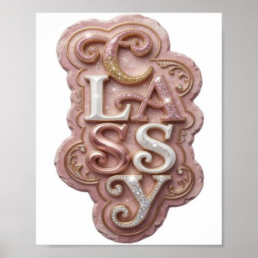 Chic Goud CLASSY Tekst Design Poster (Voorkant)