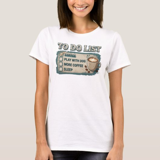 Chic Goud COFFEE SPELEN MET HOND Kunstprint T-shirt (Voorkant)